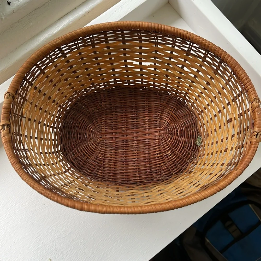Handcrafted Brown and Tan Woven Basket